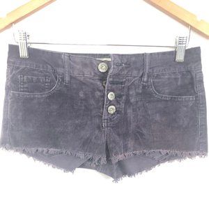 Roxy Size 5 Womens Button Up Purple Velvet Shorts